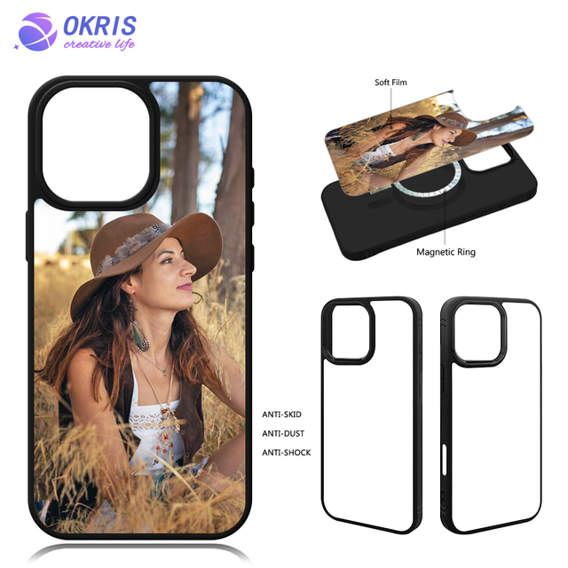 Magnetic Compatible Sublimation Blank Case for iPhone 17 Plus 17 Pro Max 16 Pro Heat Transfer Mobile Cover with Film Inserts