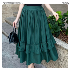 Jupe longue texturée fluide pour femme, taille haute, à volants étagés, coupe trapèze, vente en gros OEM ODM, fabricant vietnamien - Product Image 4