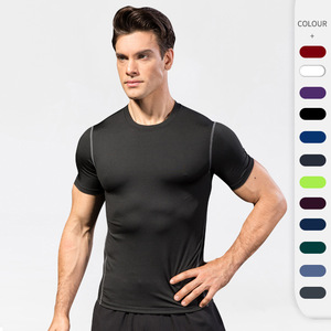 4 Way <strong>Stretchy</strong> <strong>Men's</strong> Compression Training Fitness Shirts Running Short Sleeve Sportswear Quick-drying T-shirts - Product Image 1