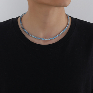 BC164 Collar de cadena de tenis de 4mm Colorido Collar de tenis de piedra azul colorido de <span class=keywords><strong>3</strong></span> puntas - Product Image 6