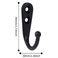 10 pièces petits crochets noirs fixés au mur avec 20 vis pour accrocher sac Robe serviettes clés économiser de l'espace