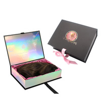 Caja de Embalaje Magnética de Lujo Personalizada para Pelucas, Caja Rígida de Cartón con Forro de Seda Satinado, Caja Rígida Premium para Pelucas de Cabello Humano