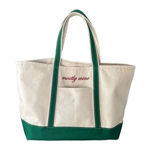 Sac fourre-tout en toile avec poignée à motif de lettres colorées, sac tendance pour l'université et le shopping - Product Image 3