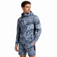 Conjunto de Camisa de Pesca Personalizada para Hombre, Sudadera con Capucha de Manga Larga, Máscara Facial, Pantalones Cortos de Pesca, Gorra, Protección Solar UPF 50+, Secado Rápido, Proveedor Mayorista OEM