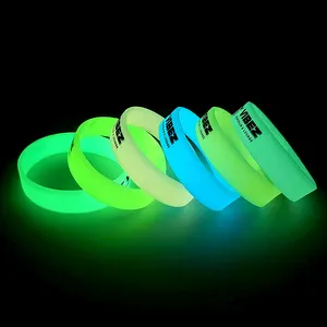 Personalized Thin Rubber Glow In Dark Custom Logo Print Rubber Bracelet Luminous Silicone Wristband Led Bracelet Wristband