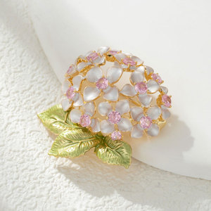 Muyu Hydrangea Brooch Zinc Alloy Women's Flower Pin Party Jewelry - Product Image 4