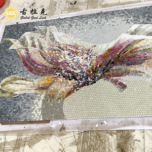 Handmade Art <strong>Pattern</strong> Hanging Mural <strong>Mosaic</strong> 4mm Thick Glass <strong>Tile</strong> For Bathroom Wall - Product Image 4