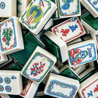 Jeu de Mahjong américain 166 tuiles, 4 couches, vert malachite marbré, orné et gravé, en acrylique, OEM