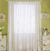 Rideaux blancs bon marché, feuilles brodées, rideaux transparents