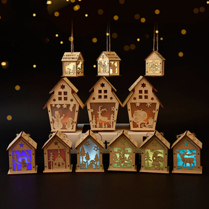 Decoración de cabinas de Navidad, adornos de exhibición de ventana, árbol de Navidad colgante, casa de nieve de madera con luz LED, artesanías, regalos - Product Image 4