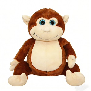 Customized Brown <b>Monkey</b> Plush <b>Toy</b> Soft Stuffed Animal Red Shirt 31cm-50cm For Kids Age 2-4 Years Unisex Gift - Product Image 3