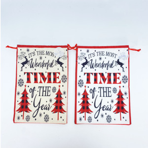 Bolsa de Regalo de Lino con Cordón de Diseño Profesional Sanas para Navidad, Impresión Digital al por Mayor para Promociones - Product Image 3