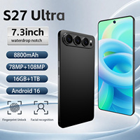 Téléphone Android S27 Ultra Premium, écran 7,3 pouces, appareil photo 108MP, batterie 8800mAh, stockage 16+1TB, version mondiale 5G débloquée, Android