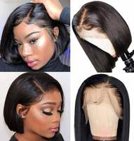 Pré Pluck 13X4 Lace Frontal Blunt Cut Bob Naturel 100% Humain Weaves et Perruques Bob Raw Brésilien Bob Cheveux Perruque pour Femme
