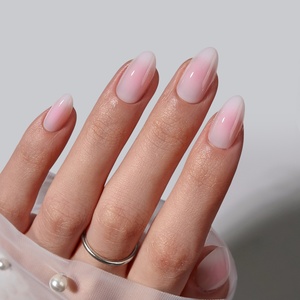 BTARTBOX - Juego de 32 Uñas Postizas Reutilizables de Almendra Corta, Color Rosa Degradado, de Gel Suave, con Pegamento, Alta Calidad, Venta al por Mayor - Product Image 2