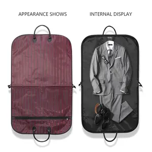 स्पॉट थोक लोगो मुद्रण ऑक्सफोर्ड कपड़ा सुरक्षात्मक बैग सूट जैकेट भंडारण बैग यात्रा ढोना बैग संभाल के साथ जिपर जेब