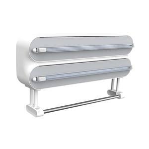 Organisateur de serviettes en papier d'aluminium à enveloppe en plastique Distributeur mural 3 en 1 avec coupeur intégré - Product Image 4