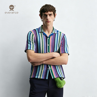 Chemise à rayures tropicales pour homme, motif imprimé, 98% polyester, couleur crème lime, chemise de plage cubaine pour l'été