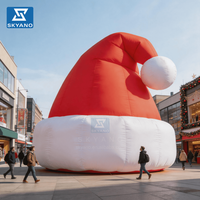 Chapeau de Noël gonflable géant, modèle chapeau de Père Noël, ballon pour la publicité de Noël, décoration de toit de maison