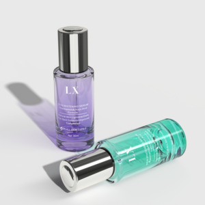 Cylindre vert personnalisé de 30ml 50ml flacon compte-gouttes bouteille de sérum vide en verre à col plat de 30ml vente de gros - Product Image 3