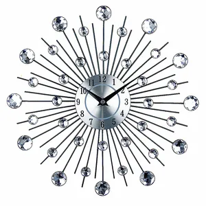 33CM nordique unique cristal diamant 3D métal Simple Art design pas cher grand luxe moderne maison décorative montre horloges murales