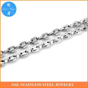 9ミリメートルHigh Quality Mens Womens Stainless Steel <span class=keywords><strong>Silver</strong></span> Coffee Bean Beads Chain Necklace - Product Image 3