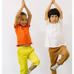 Kids Plain breathable tshirt Tops Child Boys Girls Activewear Solid Color Cotton Clothes kids plain t shirts