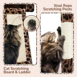Árbol para <span class=keywords><strong>Gatos</strong></span> de Madera, Apartamento de Lujo para <span class=keywords><strong>Gatos</strong></span> con Poste para Rascarse y <span class=keywords><strong>Hamaca</strong></span> de Madera, Color Estampado de Leopardo, Espacioso y Cómodo - Product Image 5