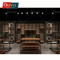 Étagère de présentation en bois avec cadre métallique pliable et rotatif, écologique et portable, pour magasin de vêtements