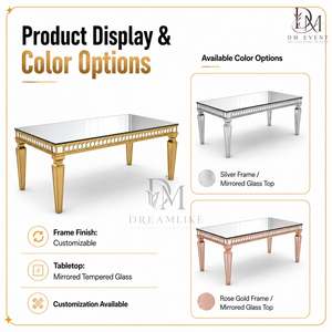 Elegante Mesa de Banquete Rectangular de Acero Inoxidable con Tapa de Espejo, Delantal Recortado y Patas Cónicas al por Mayor - Product Image 2
