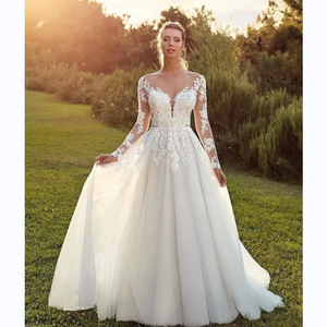 Robe de marié<span class=keywords><strong>e</strong></span> légère à manches longues <span class=keywords><strong>Mori</strong></span> 2024 Nouvelle marié<span class=keywords><strong>e</strong></span> Simple Super féerique Rêve Hepburn Dos nu Voyage Photo Petite traîne - Product Image 1