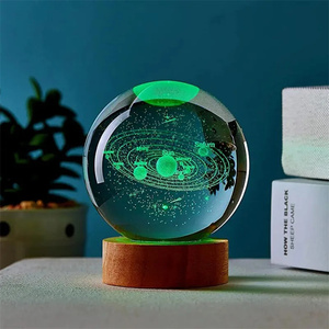 Bola de cristal 3D de 6cm, modelo de tierra en miniatura grabado con láser, esfera, artesanía de cristal, decoración del hogar, adorno, luz de globo - Product Image 1