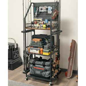 Custodie per canne Premium 12 in plastica per canna da pesca e riporre attrezzi con ganci e ruote per uso Garage - Product Image 1
