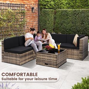 Dwoo Modern Design Garden 8 Pieces <b>Outdoor</b> <b>Rattan</b> Patio Furniture Outside All Weather Sectional Set - Product Image 3