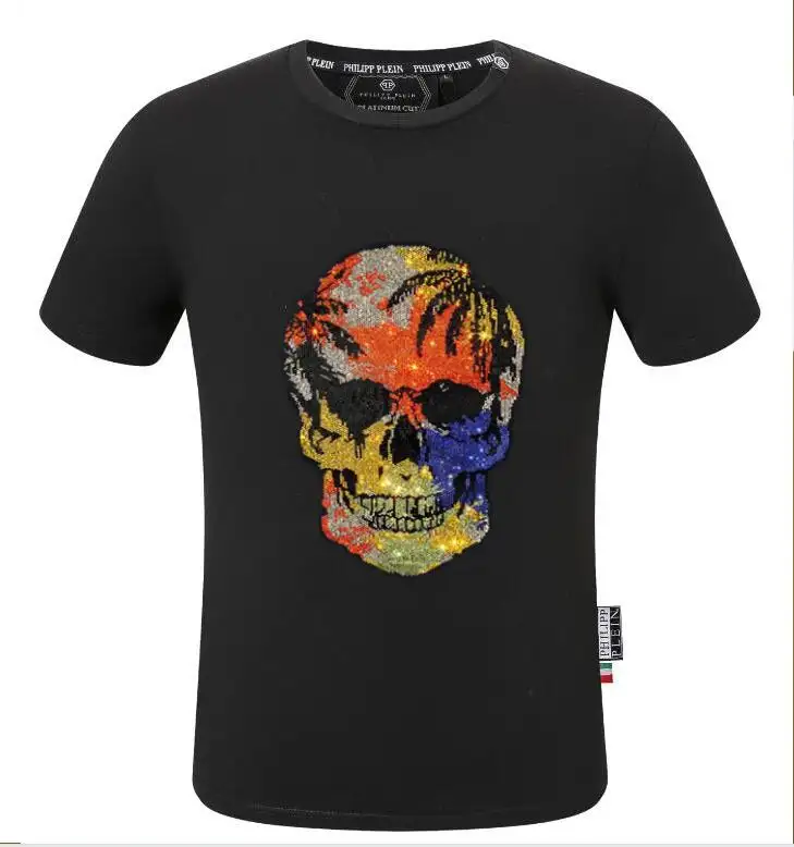 Lässige Strass marke PLEIN Herren T-Shirt Kleidung 2 Farbe Streetwear Neue T-Shirts von höchster Qualität