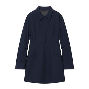 Gaun mini wanita model baru 2026, gaya kasual modis, aksen kerah dan saku, gaun lengan panjang retro nan chic. - Product Image 1