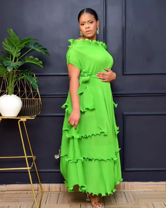 Vestido de Fiesta Plisado de Verano, Estilo Dubai, Color Sólido, Holgado, Elegante, <span class=keywords><strong>Talla</strong></span> Grande para Mujeres con Curvas - Product Image 3