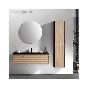 Ortonbath Europa Mdf Muur Gemonteerde Badkamer Ijdelheid Met Kunstmatige Moderne Wastafel Combinatie, Hangende Badkast