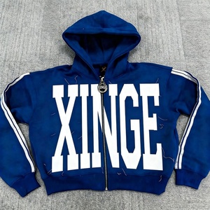 Tendance 2026 : Sweat à capuche oversize pour homme, coupe carrée, avec motif graphique personnalisé de dessin animé, logo imprimé perlé, fermeture éclair, style streetwear, en molleton 100% coton - Product Image 2