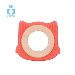 UDEAS - Mordedores para Bebés, Juguetes de Silicona de Grado Alimenticio, Anillos de Dentición de Madera con Forma de Animales para Niños - Product Image 1