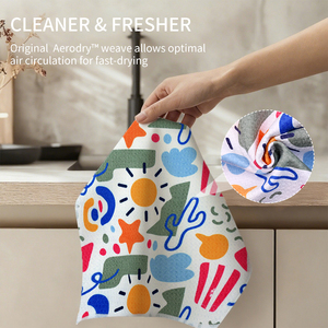 पूर्व धूप कस्टम मुद्रित नरम चाय तौलिए बनावट अवशोषित टेबलटॉप क्लीनर रसोई सफाई तौलिया - Product Image 6