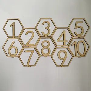 Numéros de Table de Restaurant en bois hexagone de haute qualité 20 Pack 1-20 Set avec Base anniversaire fête de mariage décor cadeaux