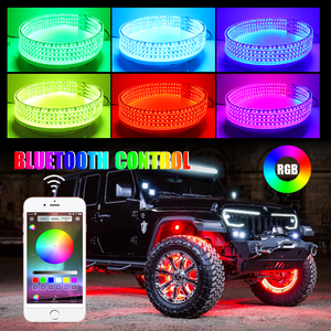<span class=keywords><strong>Kit</strong></span> de 4 Anneaux Lumineux LED RGB pour Jantes de 14 Pouces, Effet Néon Chasing, Contrôle via Application Bluetooth pour Jeep - Product Image 3