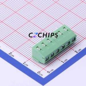 WJ124-3.81-6P Screw Terminal Block Through hole Component (THT),P=3.81mm Connector 1x6P 3.81mm Green Through Hole - Product Image 2