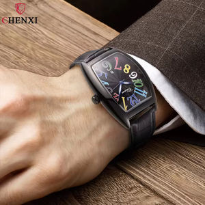 Reloj CHENXI 601 Cuadrado, Simple, con Números Romanos, para Hombre, de Negocios, con Calendario, Correa de Cuero Genuino Marrón, Resistente al Agua, de Cuarzo - Product Image 3