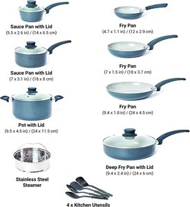 Juego <span class=keywords><strong>de</strong></span> Ollas y <span class=keywords><strong>Sartenes</strong></span> <span class=keywords><strong>de</strong></span> Cocina <span class=keywords><strong>de</strong></span> Cerámica y Aluminio - Product Image 3