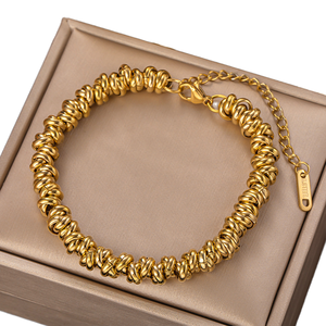 Aretas 2023 Pulsera de cuentas de cadena gruesa Joyería única para hombres y mujeres Chapado en oro Acero inoxidable de 18 quilates con perla de diamante Principal - Product Image 1