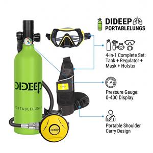 DIDEEP Portable Scuba <b>Diving</b> Air <b>Tank</b> 3L Aluminum High Pressure Compressed Air Cylinder CE Certified Sidemount Unisex Mask - Product Image 1