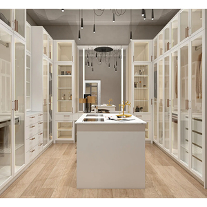 Meubles de chambre à coucher au design classique, armoire de rangement avec porte en verre et éclairage LED, meubles de maison, armoires, personnalisation, dressing - Product Image 2