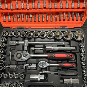 108 Stuks Professionele Koolstofstalen Ratelsleutel 1/2 1/4e-type Korte Socket Hex Socket Bits Met Phillips Set Mechanic Toolkit - Product Image 5